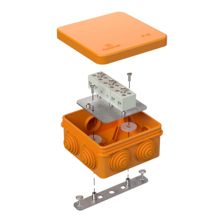 Коробка 80х80х40 HF огнестойкая для о/п оранжевая IP55 (40-0210-FR1.5-6) фото 1