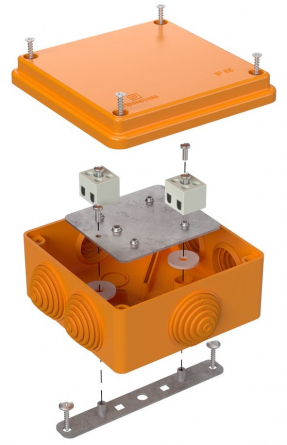 Коробка 100x100x50 HF о/п оранжевая 40-0300-FR2.5-4 фото 1