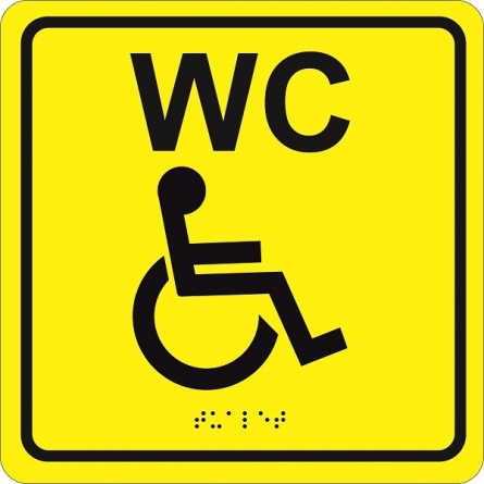 Табличка MP-010Y3 "Туалет для инвалидов", 200х200 фото 1