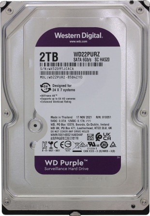 Жесткий диск 2Tb WD Purple SATA III WD22PURZ (5400prm) 256Mb фото 1